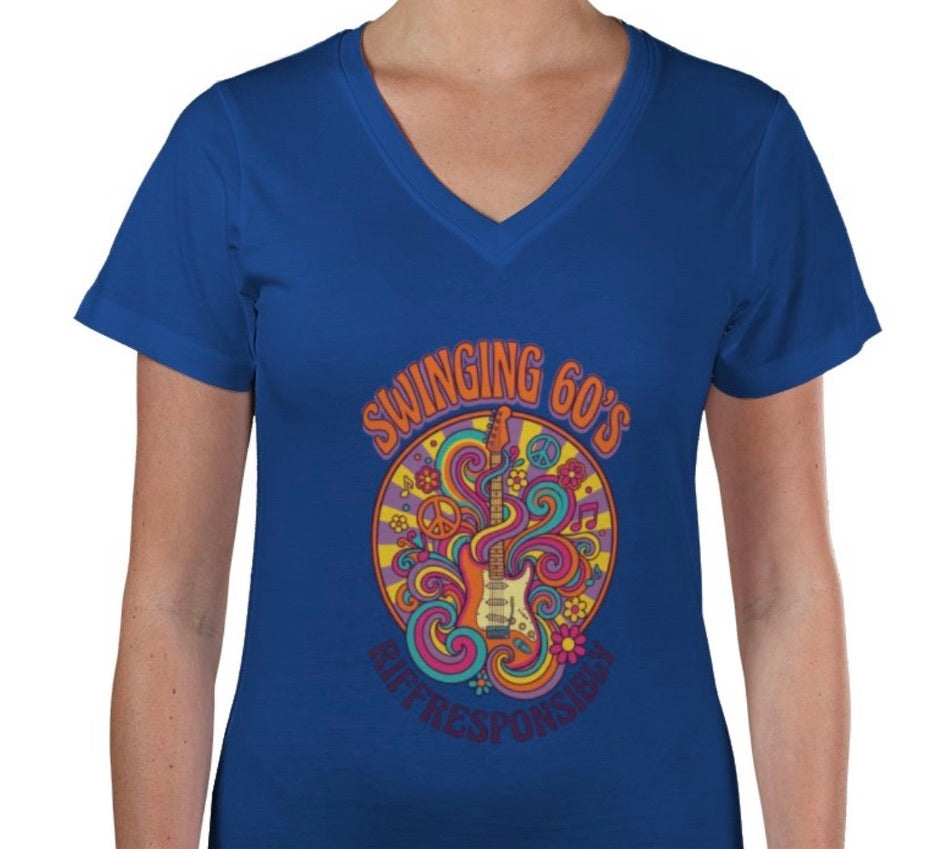 Riff Responsibly | Swinging 60s' V Neck Women T-Shirt