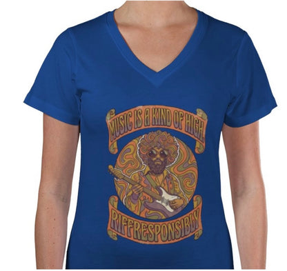 Riff Responsibly | Music Is A Kind O High V Neck T-Shirt Women