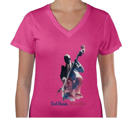Riff Responsibly | Cool Hands Warm Bass V Neck T-Shirt Women