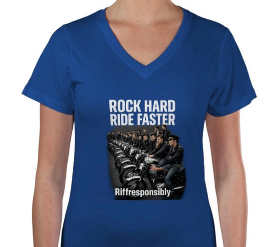 Riff Responsibly | Rock Harder V Neck T-Shirt Women