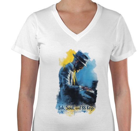 Riff Responsibly | Ink, Soul & 88 Keys Women V Neck T-Shirt