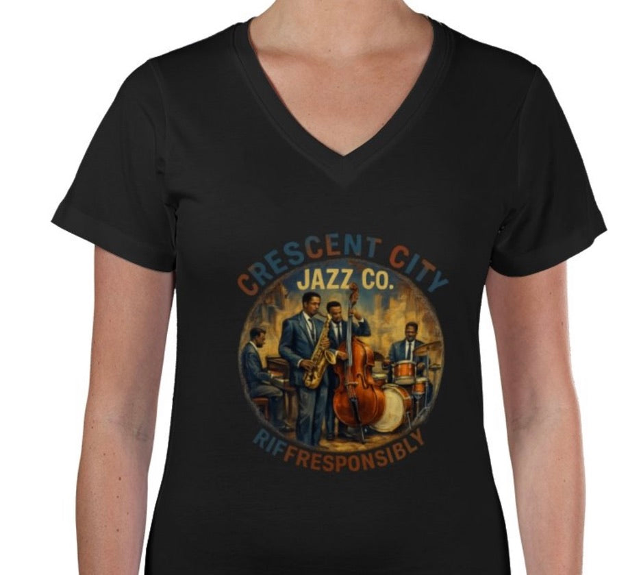 Riff Responsibly | Crescent City Women V Neck T-Shirt