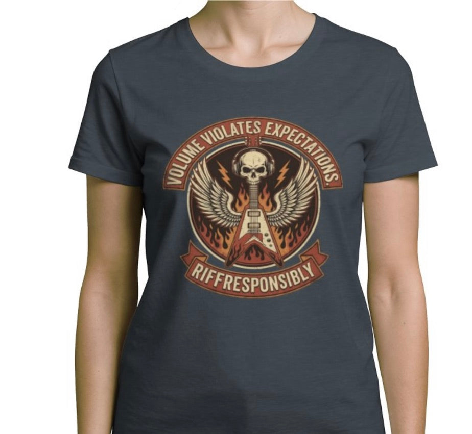 Riff Responsibly | Volume Violates Expectations Women T-Shirt