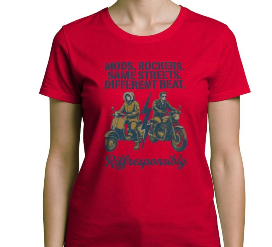 Riff Responsibly | Mod Rockers Same Street Different Beat Women T-Shirt