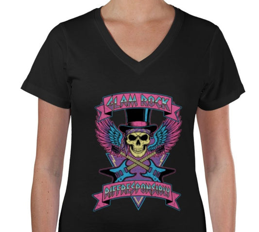 Riff Responsibly | Glam Rock V Neck T-Shirt Women