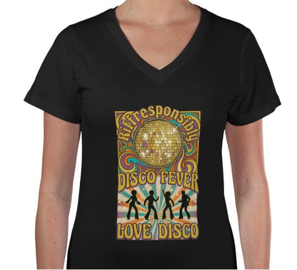 Riff Responsibly | Love Disco Women V Neck T-Shirt