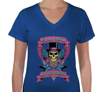Riff Responsibly | Glam Rock V Neck T-Shirt Women