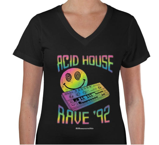 Riff Responsibly | Acid House Women V-Neck T-Shirt