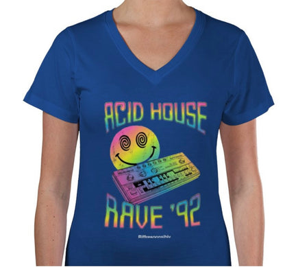 Riff Responsibly | Acid House Women V-Neck T-Shirt