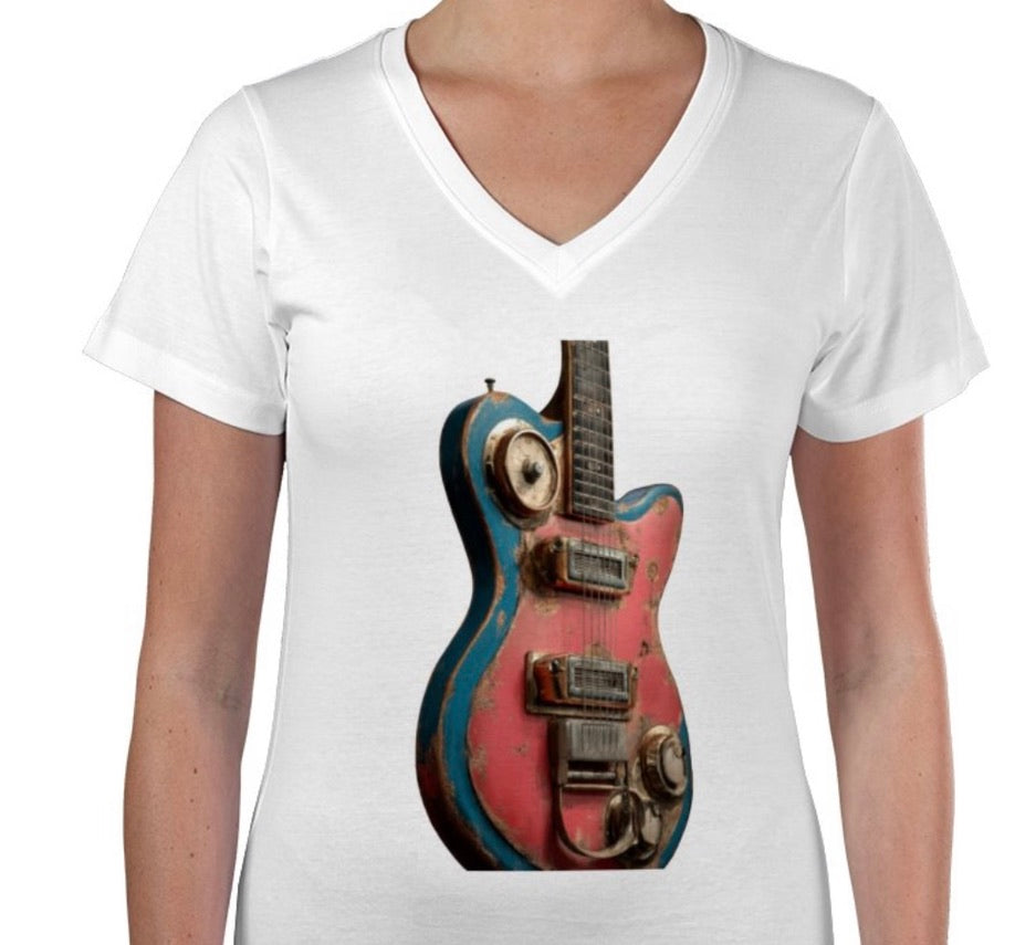 Riff Responsibly | Rust Never Killed The Rhythm Women V Neck T-Shirt