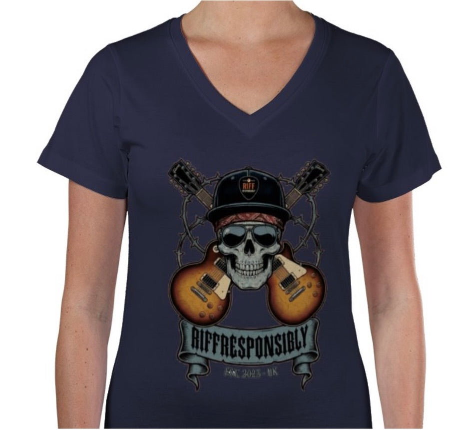 Riff Responsibly | Dead Mans Chords V Neck T-Shirt Women