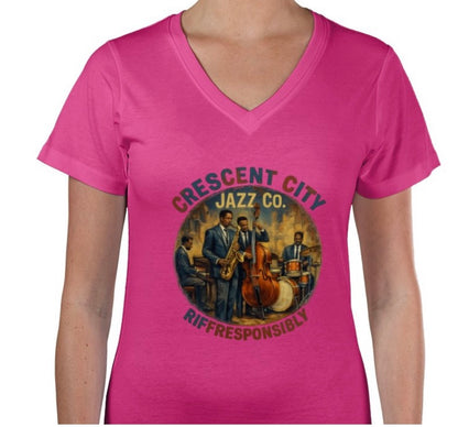 Riff Responsibly | Crescent City Women V Neck T-Shirt