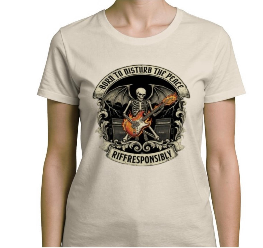 Riff Responsibly | Born To Disturb The Peace V Neck T-Shirt Women