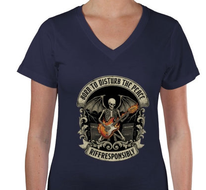 Riff Responsibly | Born To Disturb The Peace V Neck T-Shirt Women
