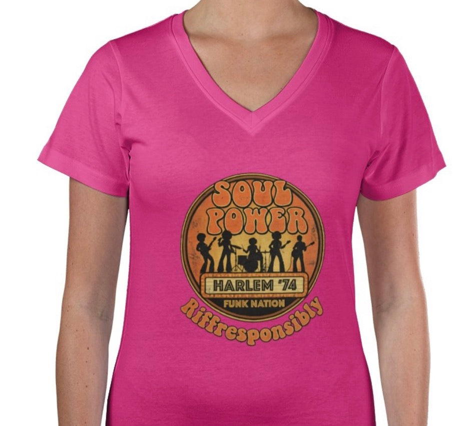 Riff Responsibly | Soul Power Women V Neck T-Shirt