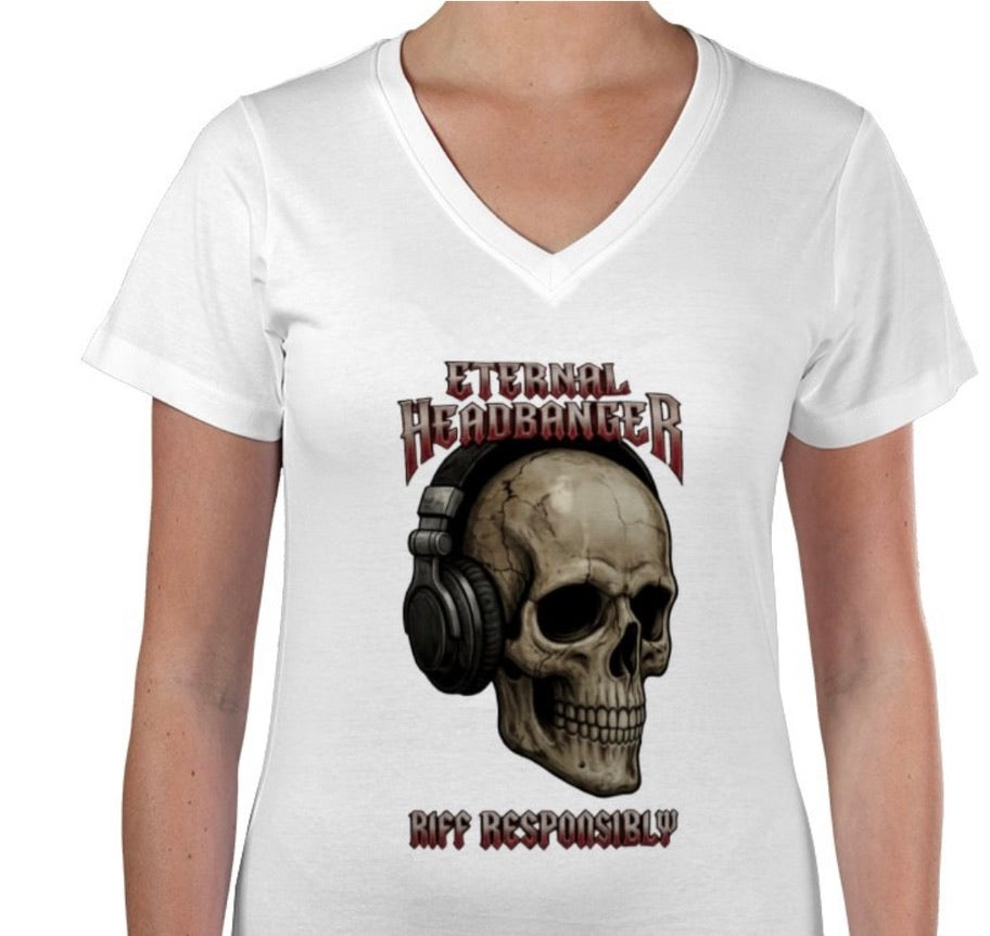 Riff Responsibly | Eternal Headbanger V Neck T-Shirt Women
