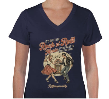 Riff Responsibly | If You Want To Dance With Me  Women V Neck T-Shirt