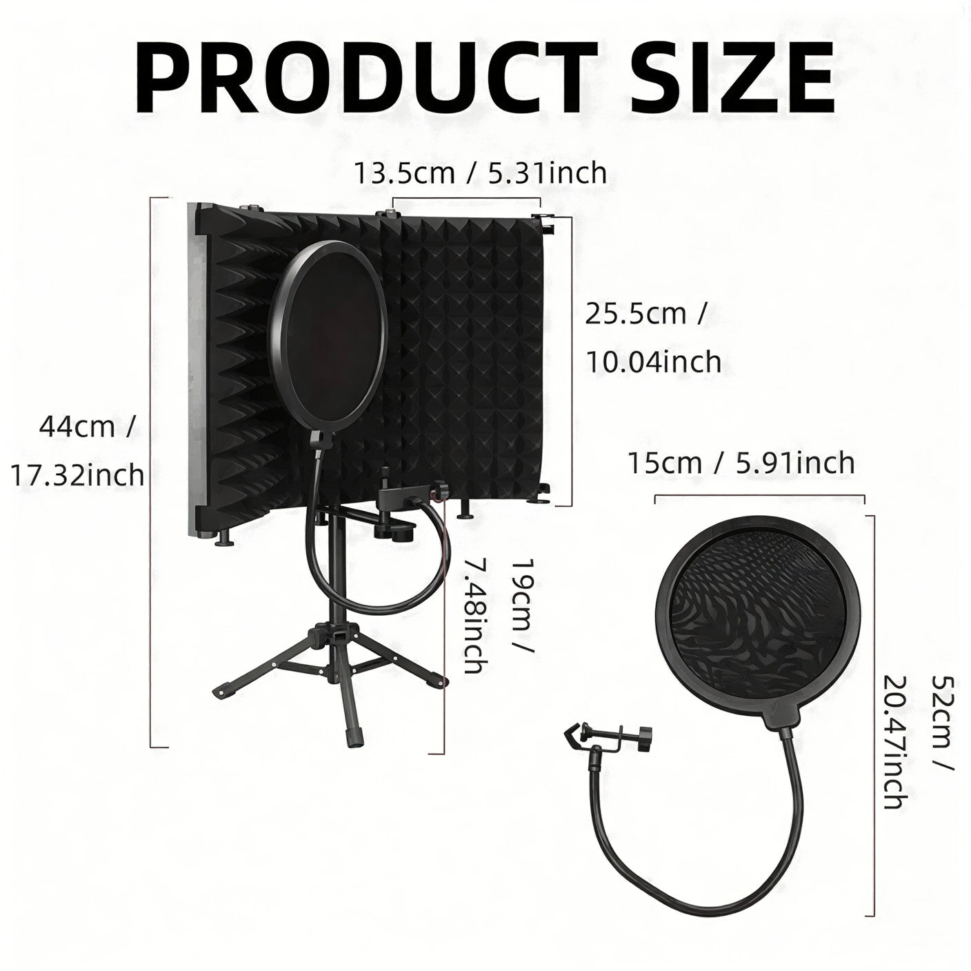 Professional Portable Broadcast Studio Mic Equipment- Soundproof Cover + Stand Set