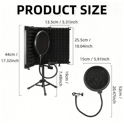 Professional Portable Broadcast Studio Mic Equipment- Soundproof Cover + Stand Set