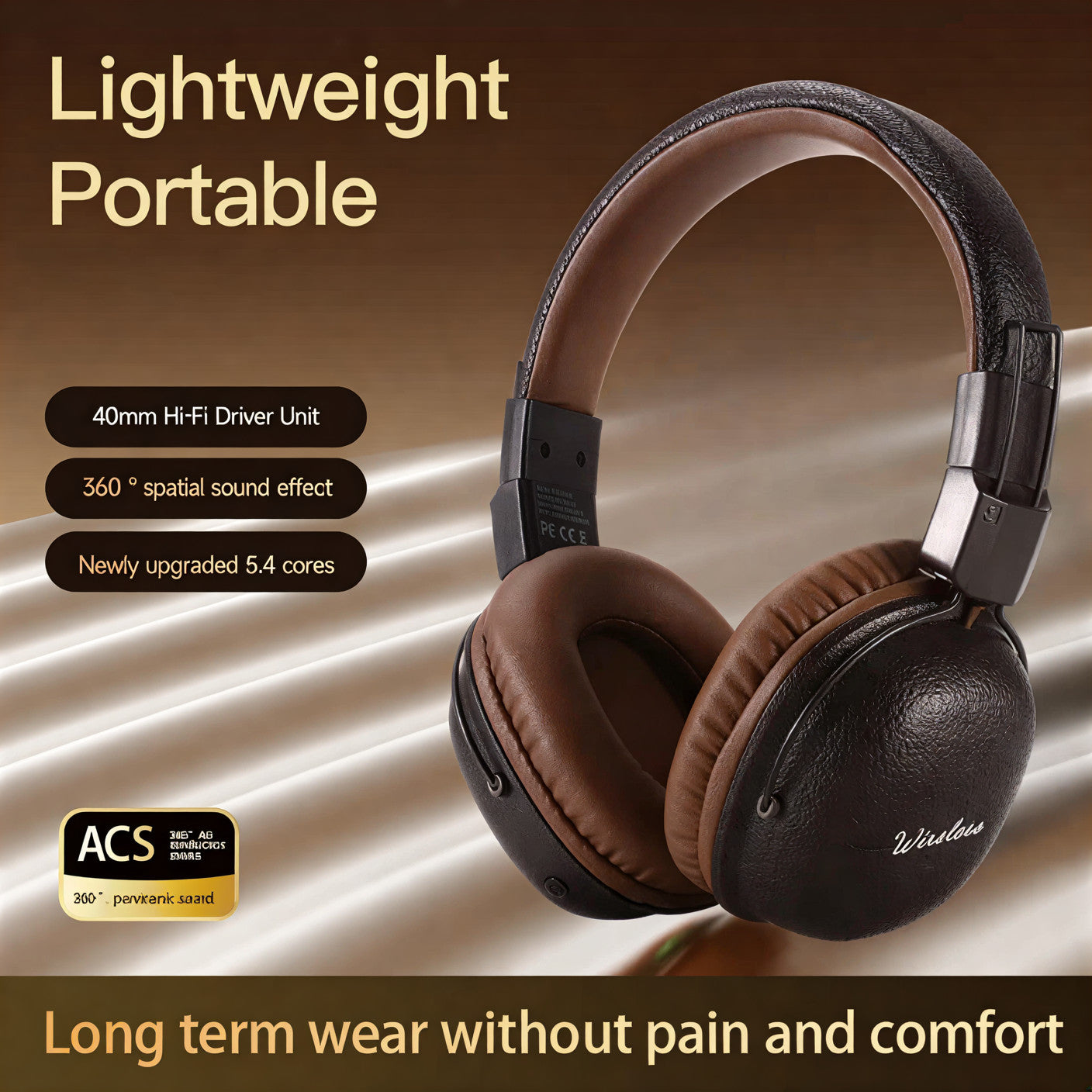 Wireless Theater-Level Spatial Sound Headphones - Brown