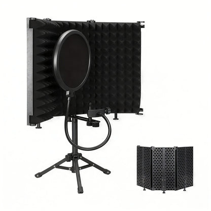 Professional Portable Broadcast Studio Mic Equipment- Soundproof Cover + Stand Set
