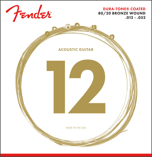 Fender 80/20 Dura-Tone Coated Acoustic Guitar Strings, 880L, 12-52